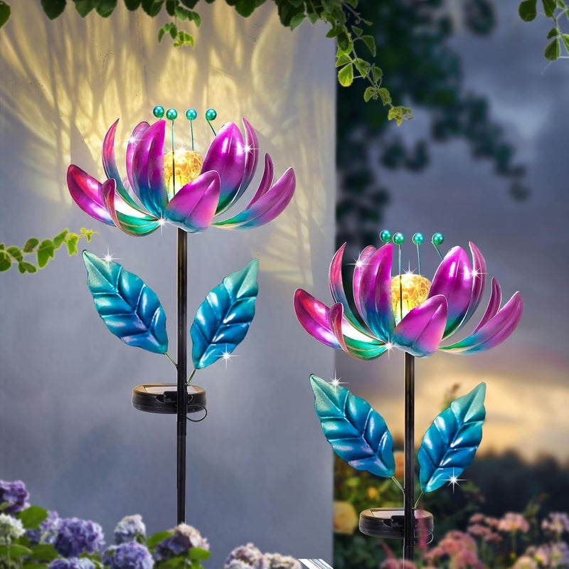SUCUY Outdoor Garden Decor Solar Spinners Lights - Metal Wind Spinner Solar Lights for Yard, Patio, Garden Lawn Oranments - Image 5